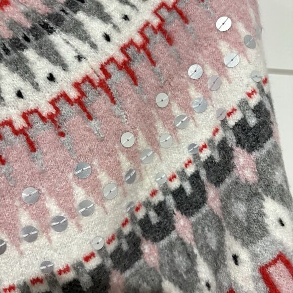 Talbots | Sweater Long Sleeve Fair Isle Cream Pink NWT- Size Large - Picture 4 of 8